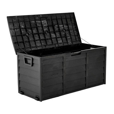Outdoor Storage Box Large Plastic Garden Deck Box 112x49x54cm Lockable Wheels