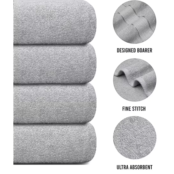 Second image of 4X Jumbo Bath Towels 100% Egyptian Cotton 75x150cm Soft Quick Dry Large - Silver