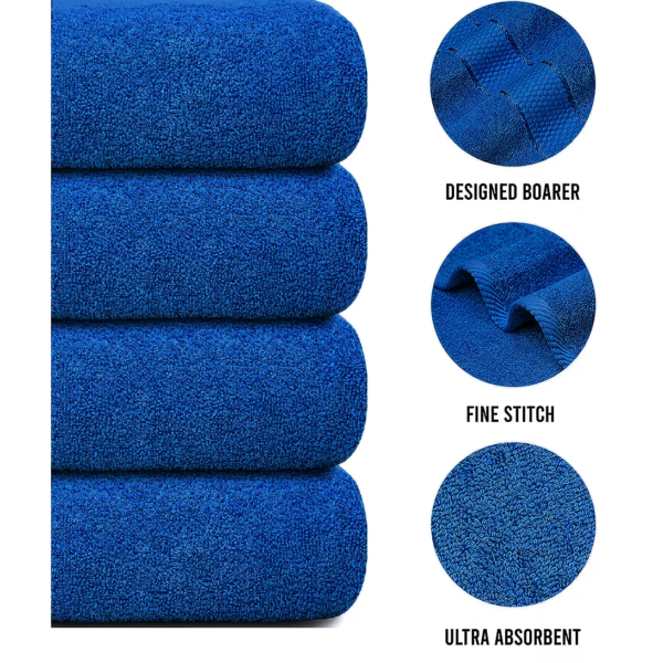 Second image of 4X Jumbo Bath Towels 100% Egyptian Cotton 75x150cm Soft Quick Dry Large - Blue