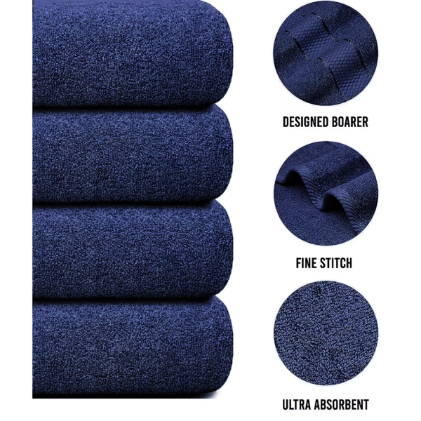Second image of 4X Jumbo Bath Towels 100% Egyptian Cotton 75x150cm Soft Quick Dry Large - Navy