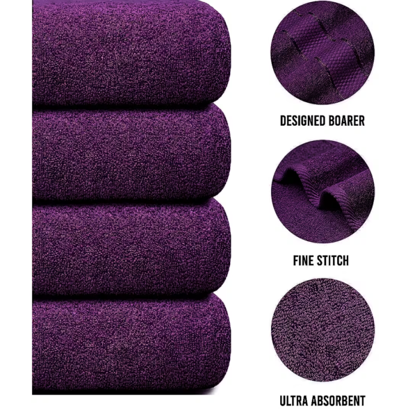 Second image of 4X Jumbo Bath Towels 100% Egyptian Cotton 75x150cm Soft Quick Dry Large - Purple