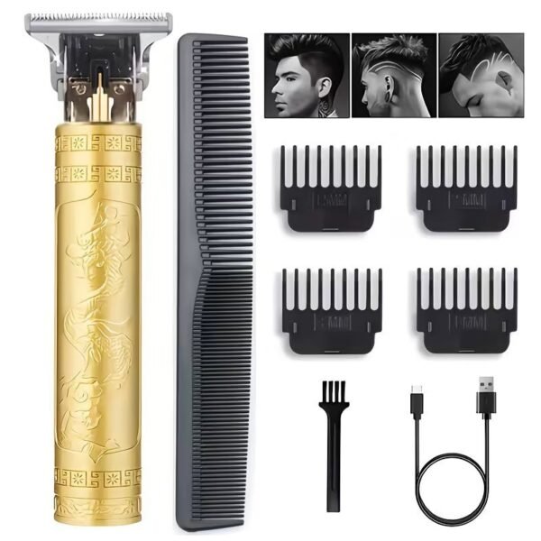 Professional Cordless Hair Clippers Beard Trimmer T-Blade USB LCD Grooming Kit - Dragon4