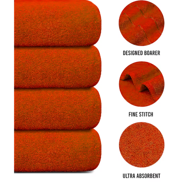 Second image of 4X Jumbo Bath Towels 100% Egyptian Cotton 75x150cm Soft Quick Dry Large - Orange
