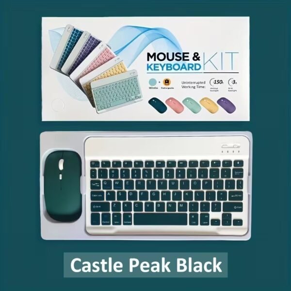 Wireless Keyboard and Mouse Combo for iPad Android Tablet Mini USB Portable - Castle Peak Black