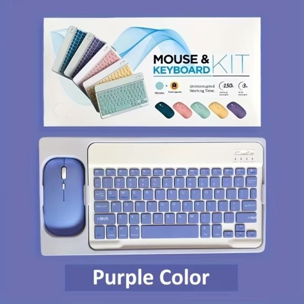 Wireless Keyboard and Mouse Combo for iPad Android Tablet Mini USB Portable - Purple