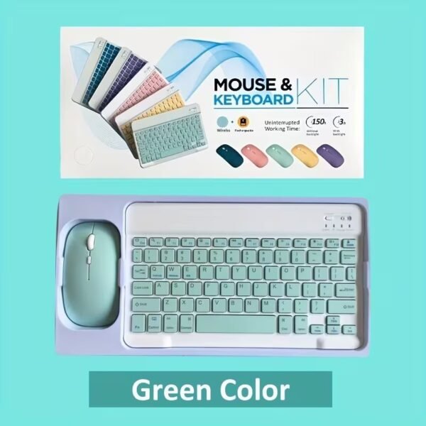 Wireless Keyboard and Mouse Combo for iPad Android Tablet Mini USB Portable - Green