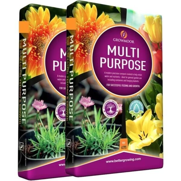 Growmoor Multi-Purpose Compost 2x60L Garden Soil Plant Potting Mix