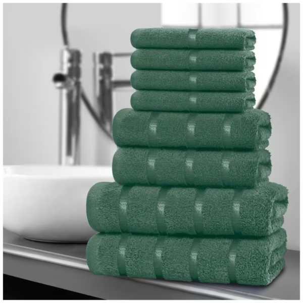 8pcs Luxury Egyptian Cotton Towel Set, Quick-Drying 500 GSM Hand Face Bath Towel - DARK GREEN