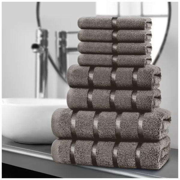 8pcs Luxury Egyptian Cotton Towel Set, Quick-Drying 500 GSM Hand Face Bath Towel - DARK GREY