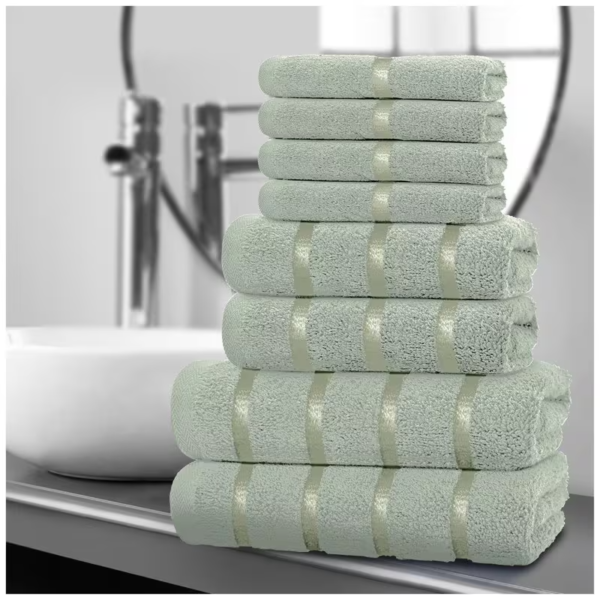 8pcs Luxury Egyptian Cotton Towel Set, Quick-Drying 500 GSM Hand Face Bath Towel - DUCK EGG