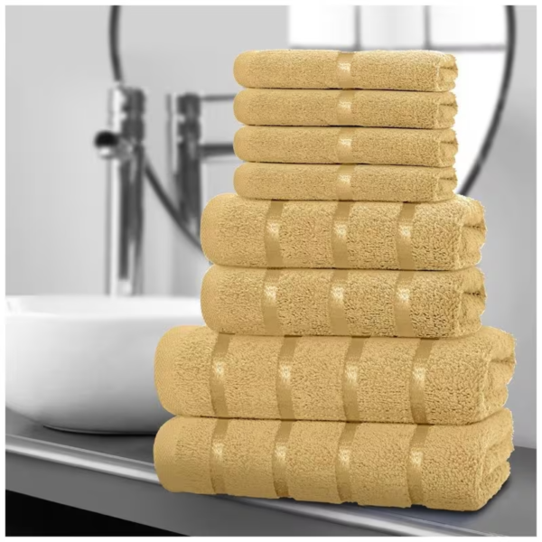 8pcs Luxury Egyptian Cotton Towel Set, Quick-Drying 500 GSM Hand Face Bath Towel - OCHRE