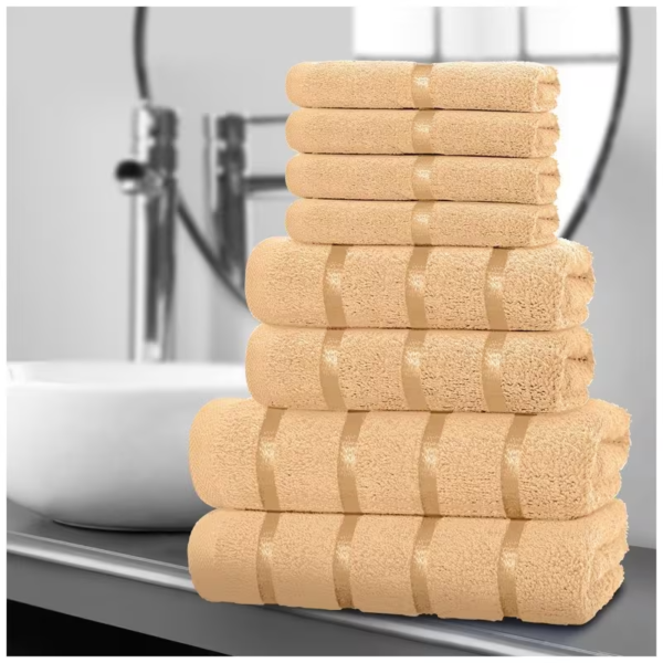 8pcs Luxury Egyptian Cotton Towel Set, Quick-Drying 500 GSM Hand Face Bath Towel - PEACH
