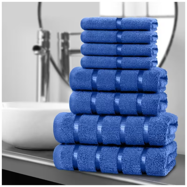 8pcs Luxury Egyptian Cotton Towel Set, Quick-Drying 500 GSM Hand Face Bath Towel - ROYAL BLUE