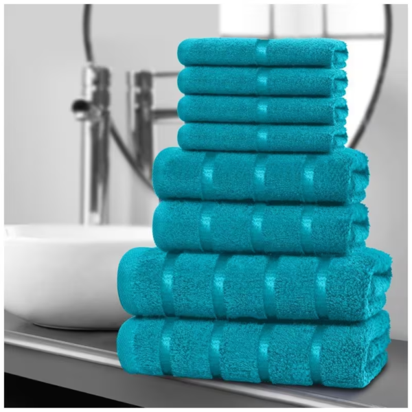 8pcs Luxury Egyptian Cotton Towel Set, Quick-Drying 500 GSM Hand Face Bath Towel - TEAL