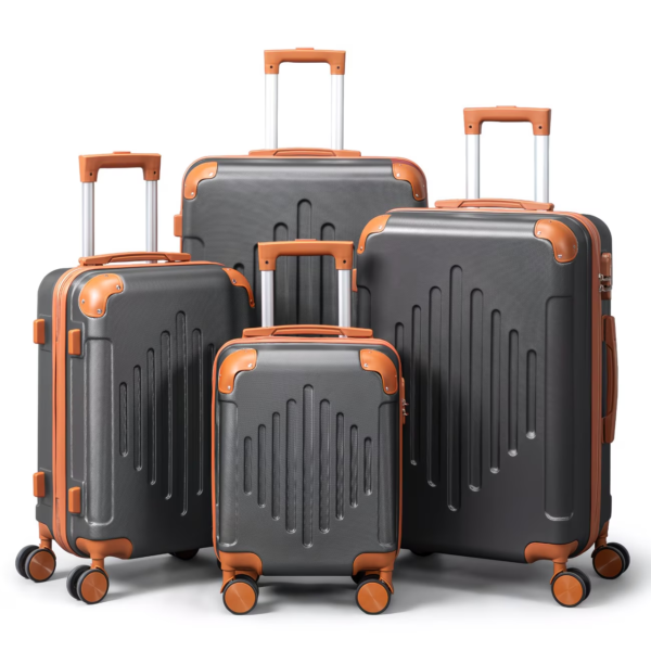 Second image of Hard Shell Luggage Set 3/4/5pc Expandable Lightweight 360 Spinner Suitcase - Dark gray paired with brown, 5 in 1(12in+16in+20in+24in+28in)