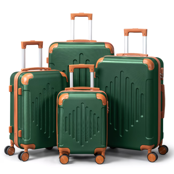 Second image of Hard Shell Luggage Set 3/4/5pc Expandable Lightweight 360 Spinner Suitcase - Dark green paired with brown, 5 in 1(12in+16in+20in+24in+28in)