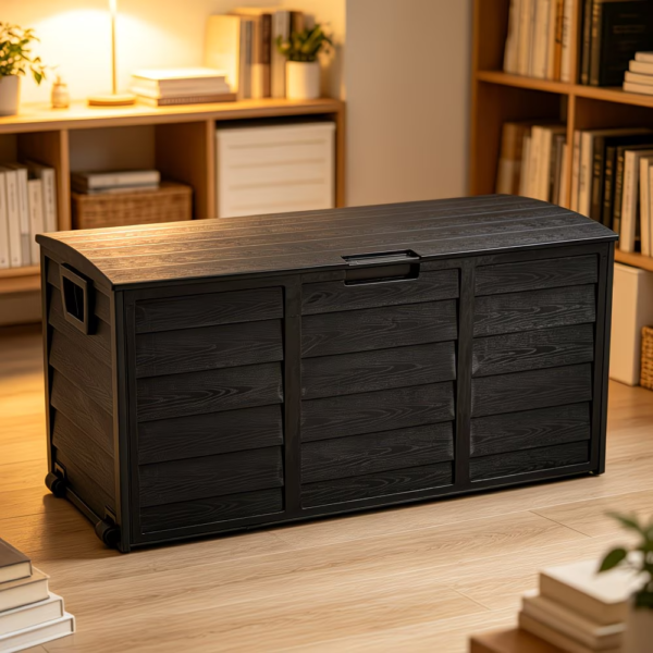 Second image of Outdoor Storage Box Large Plastic Garden Deck Box 112x49x54cm Lockable Wheels